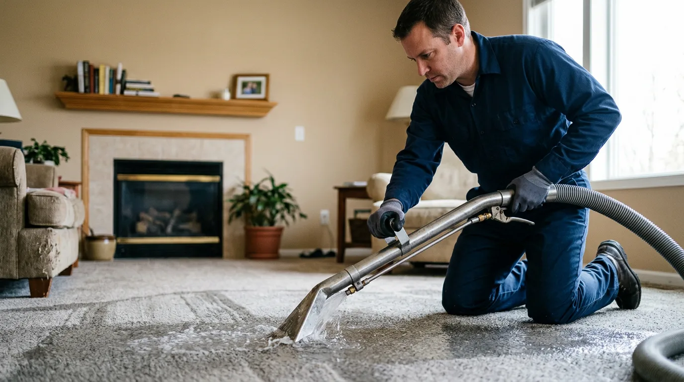 Water damage restoration technician working near Lyerly, GA